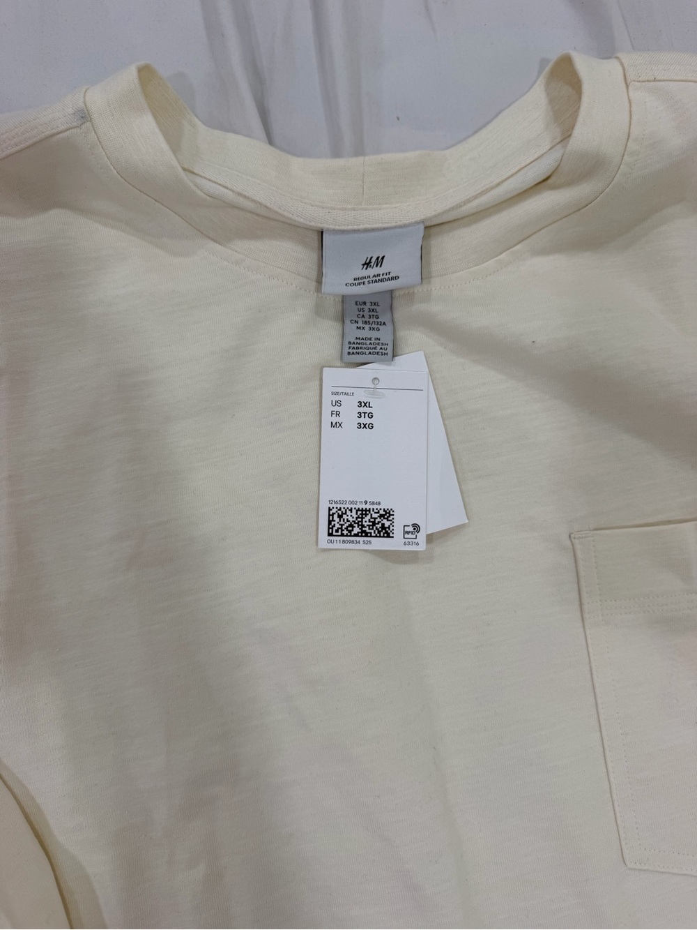 H&M Men’s Cream Short-Sleeve Pocket Tee